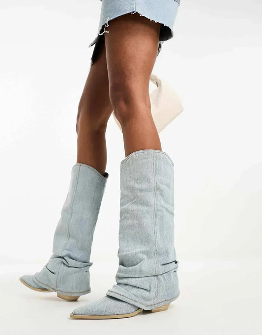 Zoe Kniehohe Jeans-Stiefel Damen – Trendy und Stilvoll