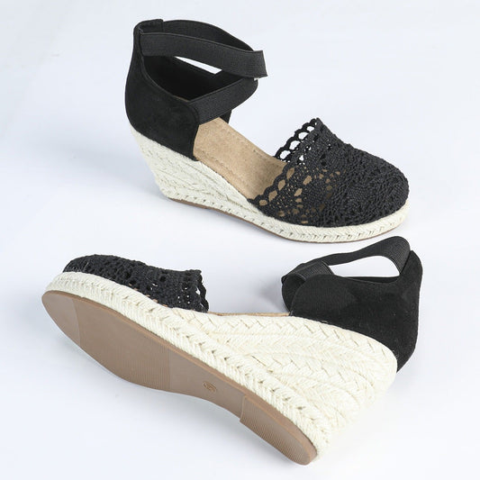 Espadrilles für Frauen handgefertigte Spitze mit Jute-Keil - Camila