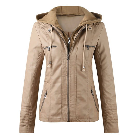 Lederjacke mit Kapuze und moderner Optik