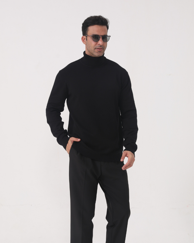 Herren Rollkragenpullover glatter Strick, langarm – Aldren