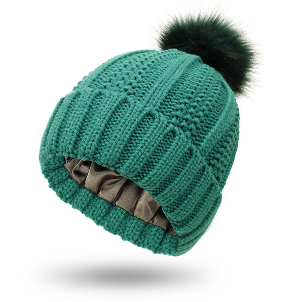 Damenstrickmütze mit Bommel - Daitonna