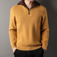 Herren-Rippstrickpullover mit halbem Reißverschlusskragen - Elion