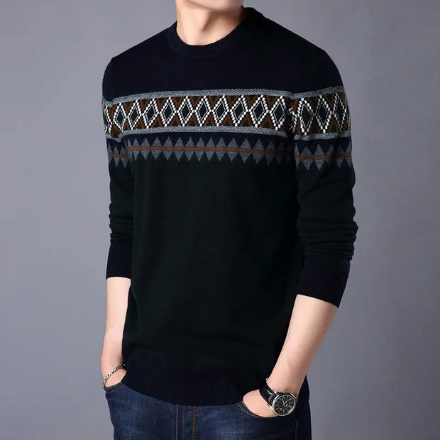 Thomas - Herren Strickpullover Rundhalsausschnitt mit Farbblöcken