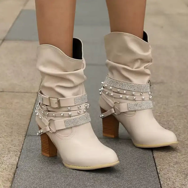 Goldie - Stiefel mit Strass und Schnalle