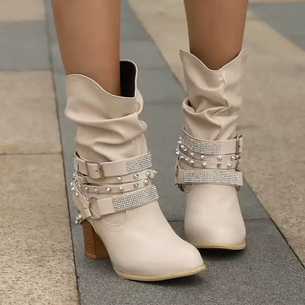 Goldie - Stiefel mit Strass und Schnalle