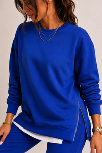 Damen-Set aus Sweatshirt mit Seitenschlitzen und Jogginghose – Louise