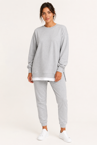 Damen-Set aus Sweatshirt mit Seitenschlitzen und Jogginghose – Louise