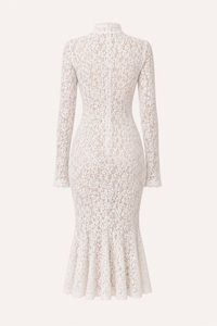 Elegantes Midi-Kleid aus Spitze für Damen mit hohem Kragen – Samara