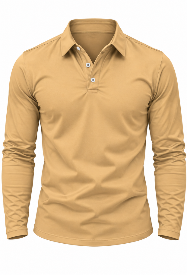 Herren Longsleeve-Polo mit Hemdkragen & Knöpfen – Breno