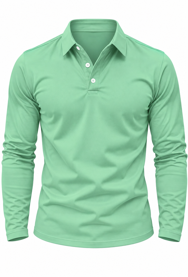 Herren Longsleeve-Polo mit Hemdkragen & Knöpfen – Breno