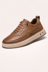 Herren-Lederturnschuhe mit dicker Sohle und genähter Unterseite - Lucetti