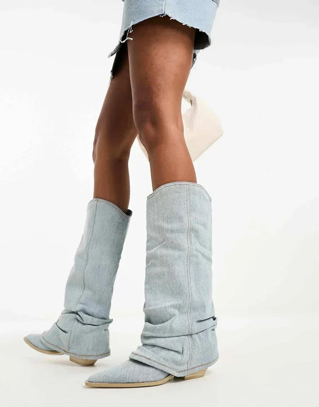 Zoe Kniehohe Jeans-Stiefel Damen – Trendy und Stilvoll