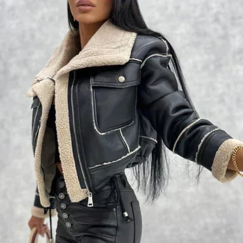 Lederjacke in Schwarz mit zeitlosem Design