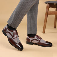 Herren Leder Oxford Schuhe mit Karomuster - Henrik