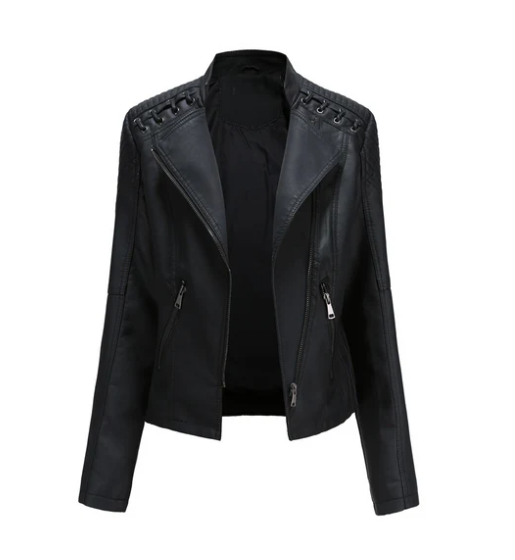 Lederjacke mit geradlinigem Design im klassischen Stil
