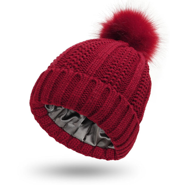 Damenstrickmütze mit Bommel - Daitonna