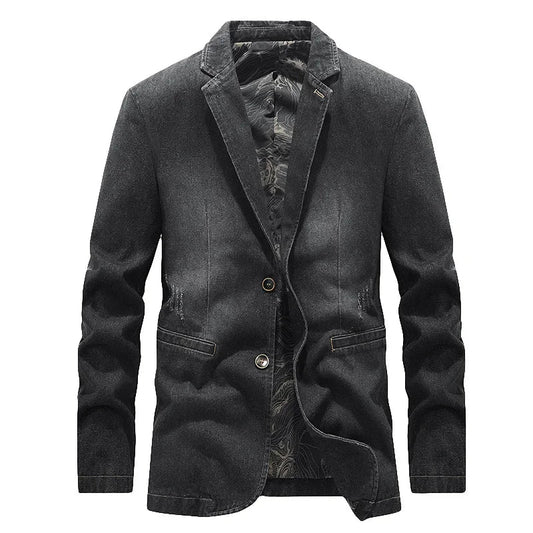 Herren-Jeansjacke im Washed-Look mit Used-Details und zwei Knöpfen – Ivar