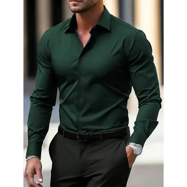 Herrenhemd mit langen Ärmeln, Slim Fit, klassischer Kragen – Heinrich