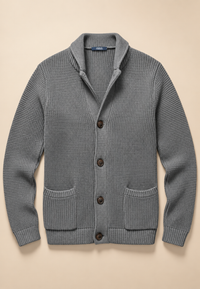 Herren-Strickjacke mit Knöpfen & Perkins-Kragen, Struktur-Strick – Cedric