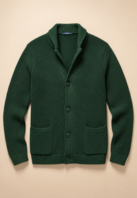 Herren-Strickjacke mit Knöpfen & Perkins-Kragen, Struktur-Strick – Cedric