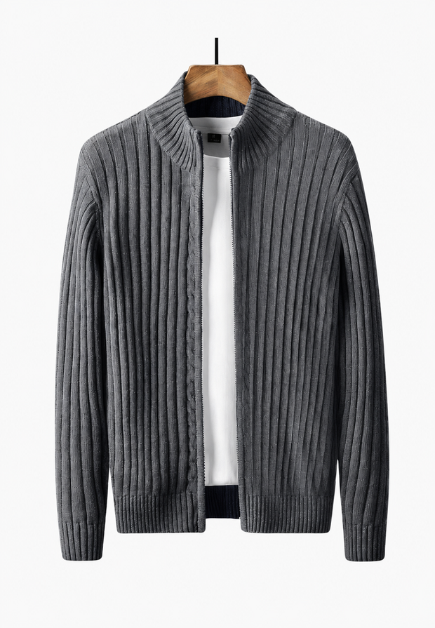 Herren-Strickjacke mit Reißverschluss & Stehkragen – Isandro