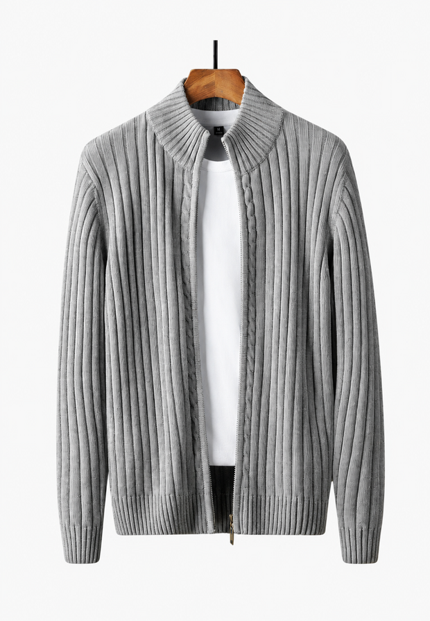Herren-Strickjacke mit Reißverschluss & Stehkragen – Isandro