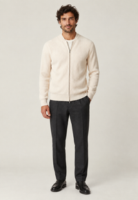 Herren-Strickjacke Rippstrick mit Zip & Rundhals – Sorrento