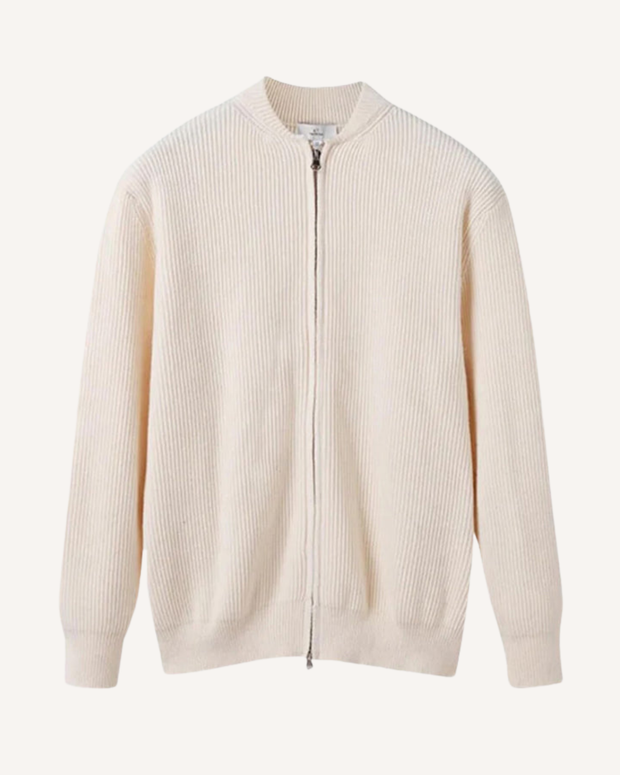 Herren-Strickjacke Rippstrick mit Zip & Rundhals – Sorrento
