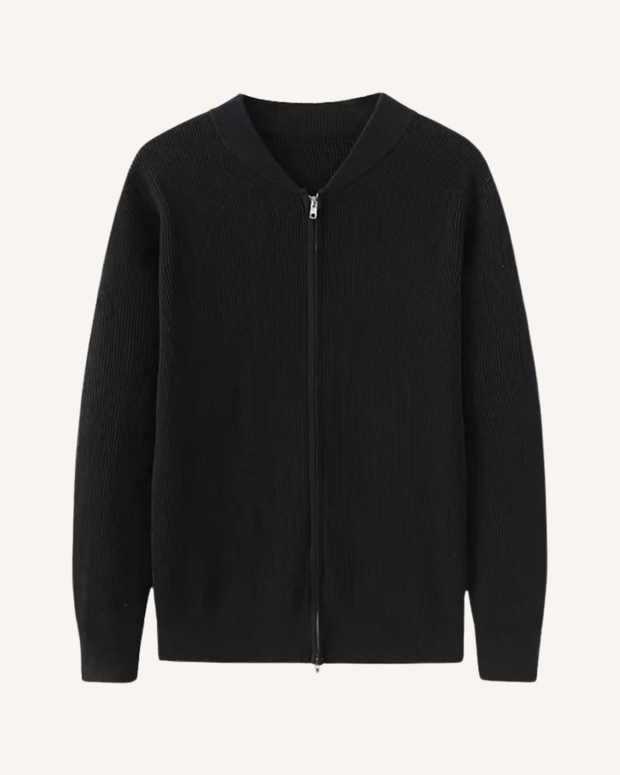 Herren-Strickjacke Rippstrick mit Zip & Rundhals – Sorrento