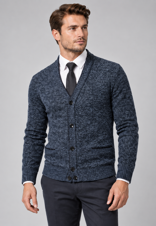 Herren-Strickjacke mit V-Ausschnitt, Knöpfen & Taschen – Levan