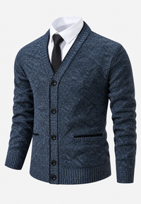 Herren-Strickjacke mit V-Ausschnitt, Knöpfen & Taschen – Levan