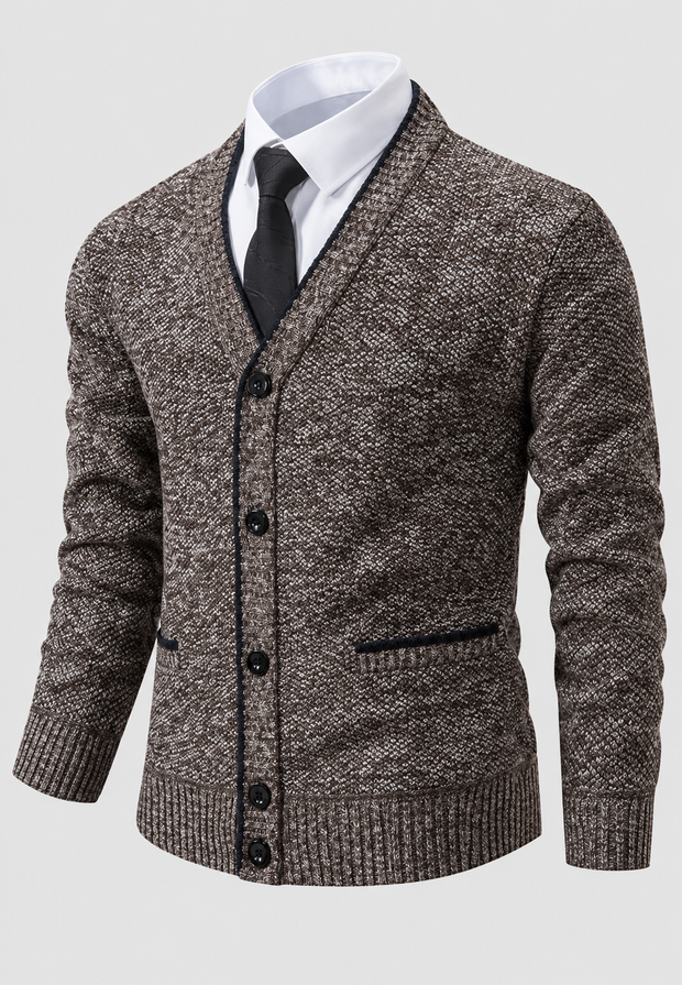 Herren-Strickjacke mit V-Ausschnitt, Knöpfen & Taschen – Levan