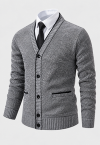 Herren-Strickjacke mit V-Ausschnitt, Knöpfen & Taschen – Levan
