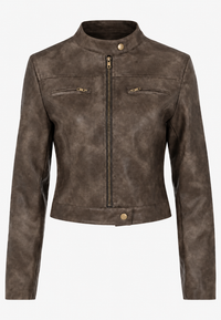 Damen Bikerjacke in Lederoptik mit Used-Look, kurz – Oriela