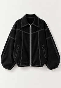Oversize Damenjacke Wildlederoptik, Kontrastnähte – Vela