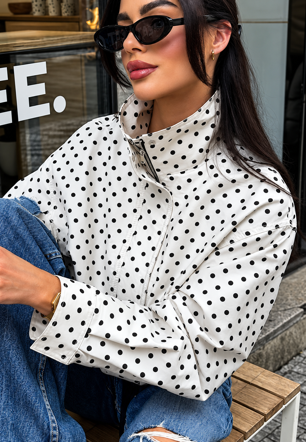 Damen Bomberjacke mit Polka-Dot-Muster – Vera