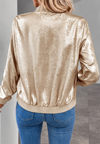 Kurze Damen Bomberjacke mit Zip & elastischem Saum – Nalia
