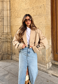 Kurzer Damen-Trenchcoat, Doppelreiher mit Gürtel – Cala