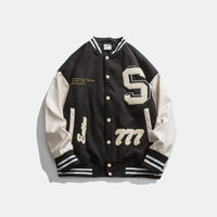 Unifarbene Herrenjacke mit gestickten Aufnähern - Leo