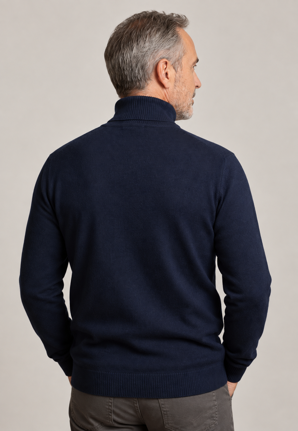 Herren Rollkragenpullover glatt gestrickt Langarm – Savio