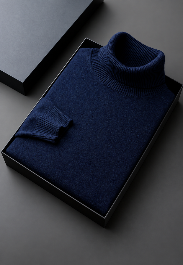Herren Rollkragenpullover glatt gestrickt Langarm – Savio