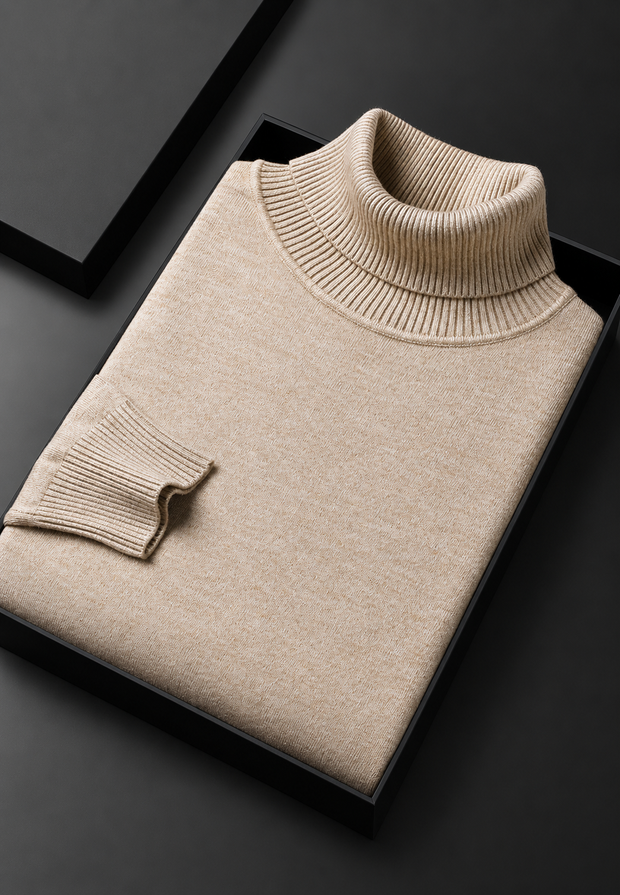 Herren Rollkragenpullover glatt gestrickt Langarm – Savio