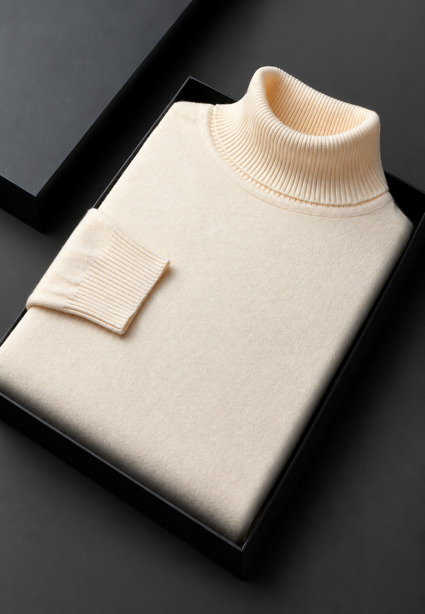 Herren Rollkragenpullover glatt gestrickt Langarm – Savio