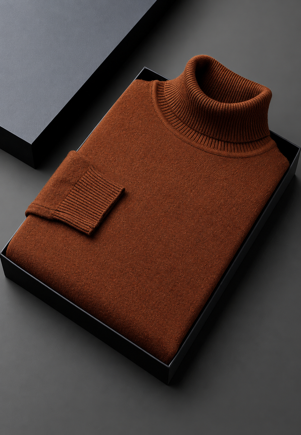 Herren Rollkragenpullover glatt gestrickt Langarm – Savio