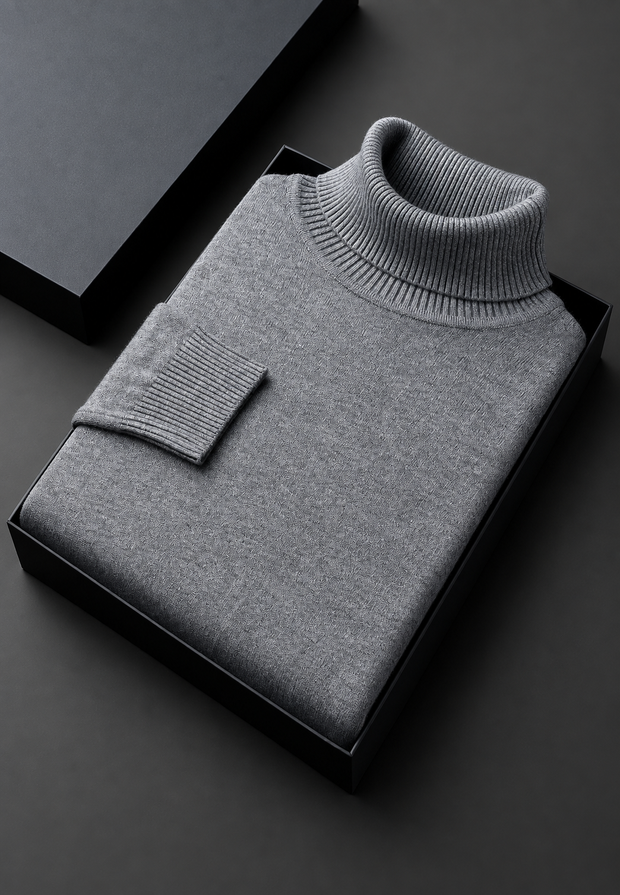 Herren Rollkragenpullover glatt gestrickt Langarm – Savio