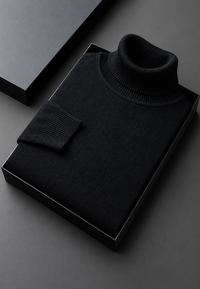 Herren Rollkragenpullover glatt gestrickt Langarm – Savio