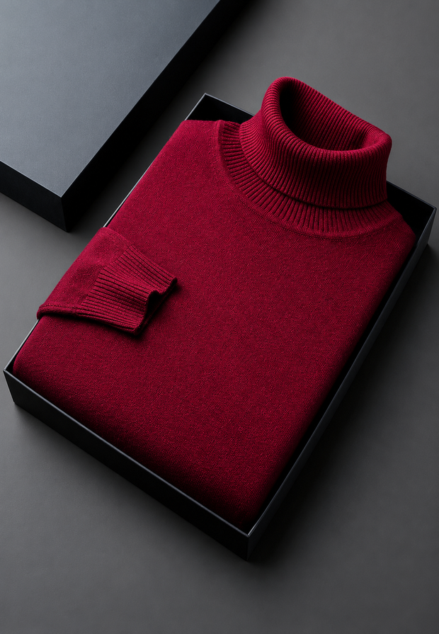 Herren Rollkragenpullover glatt gestrickt Langarm – Savio