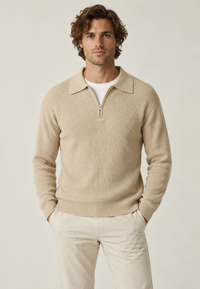 Herrenpullover Halbzip mit Polokragen & Rippstrick – Ilan
