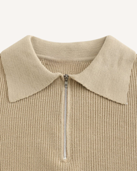 Herrenpullover Halbzip mit Polokragen & Rippstrick – Ilan