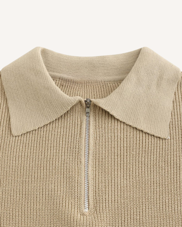 Herrenpullover Halbzip mit Polokragen & Rippstrick – Ilan